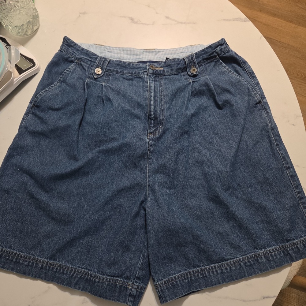 Mountain Lake Women's Denim Shorts Size 18 Blue 100% Cotton Pleated High Rise Re